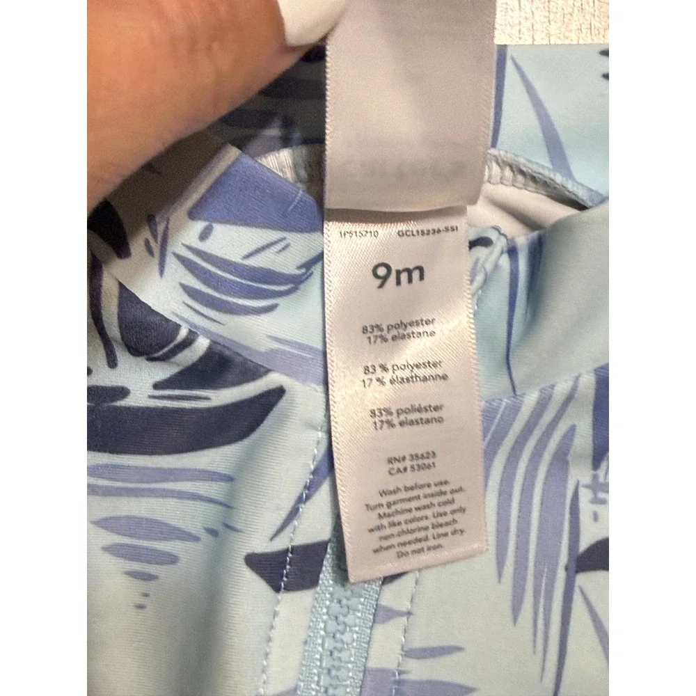 Carter's Just One You Romper Baby Size 9m Blue Sailboat Rash Guard Swimsuit